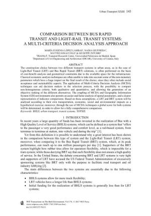 Comparison Between Bus Rapid Transit and Light-Rail Transit Systems: a Multi-Criteria Decision Analysis Approach