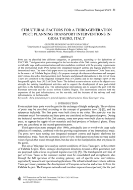 Planning Transport Interventions in Gioia Tauro, Italy