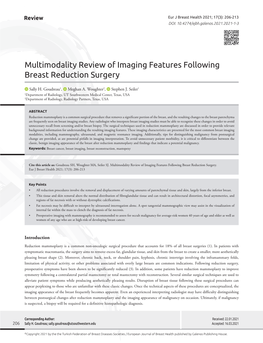 Multimodality Review of Imaging Features Following Breast Reduction Surgery