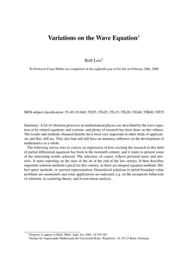 Variations on the Wave Equation1