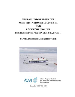 Neubau Und Betrieb Der Winterstation Neumayer Iii Und Rückführung Der Bestehenden Neumayer-Station Ii