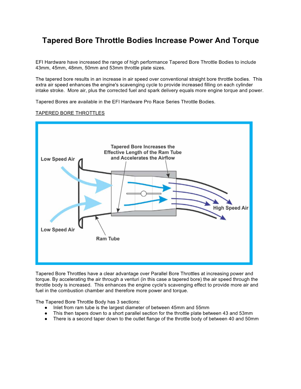 Tapered Bore Throttle Bodies Increase Power and Torque