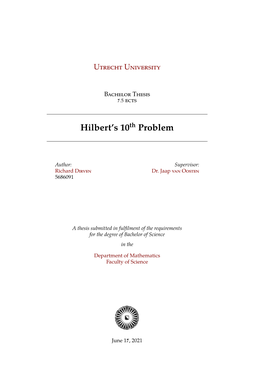 Hilbert's 10Th Problem