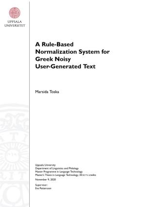 A Rule-Based Normalization System for Greek Noisy User-Generated Text