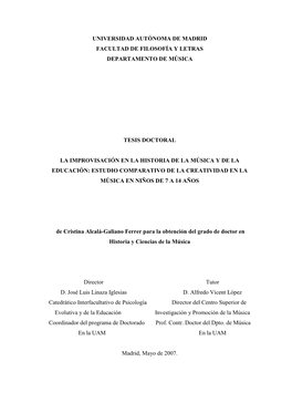 La Improvisación En La Historia De La Música Y De La Educación: Estudio Comparativo De La Creatividad En La Música En Niños De 7 a 14 Años