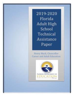 2019-2020 Florida Adult High School Technical Assistance Paper