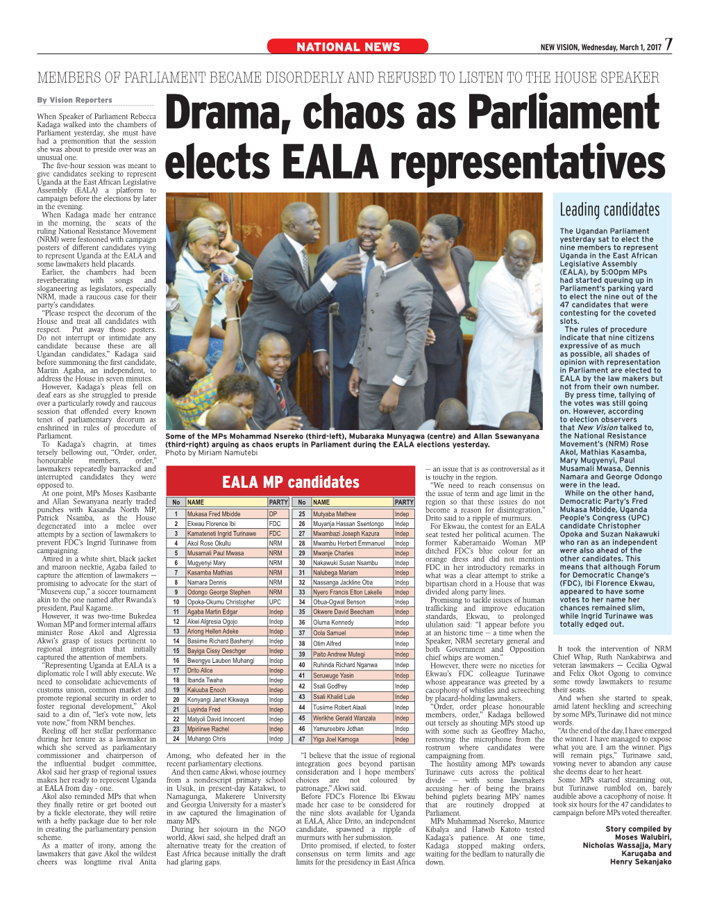 Drama, Chaos As Parliament Elects EALA Representatives