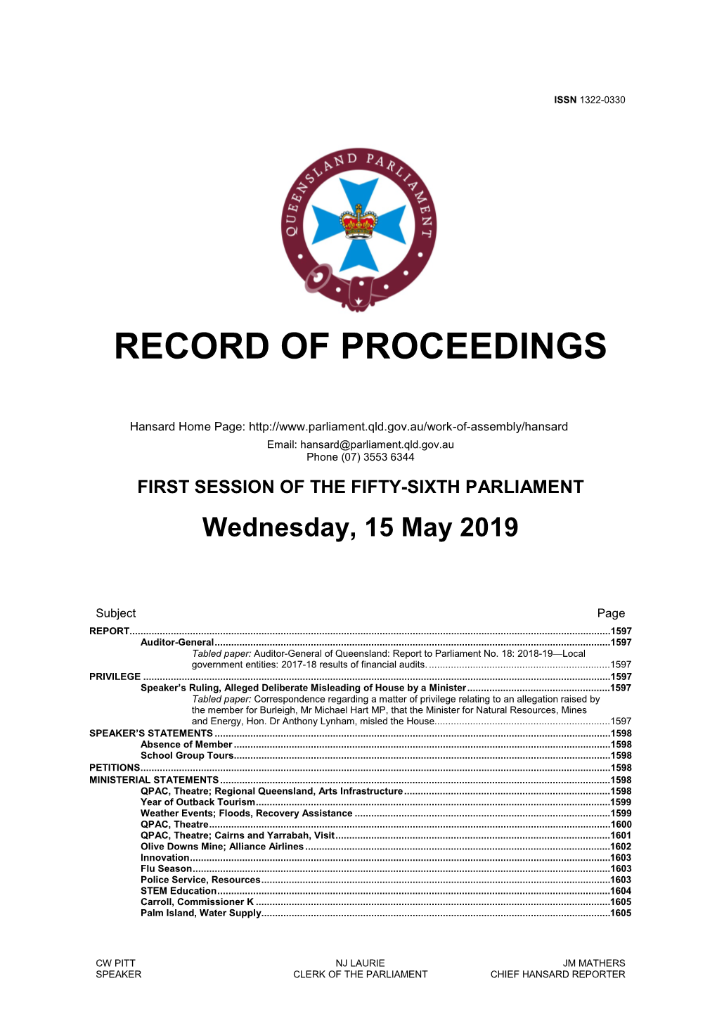 Record of Proceedings