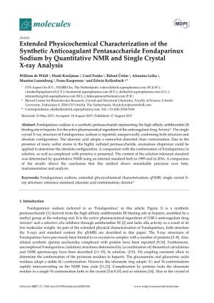Extended Physicochemical Characterization of the Synthetic Anticoagulant Pentasaccharide Fondaparinux Sodium by Quantitative NMR and Single Crystal X-Ray Analysis