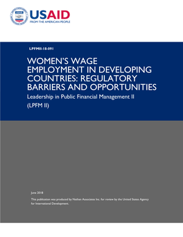 USAID—Women's Wage Employment in Developing Countries
