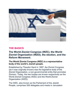 The World Zionist Organization (WZO), the Election, and the Reform Movement