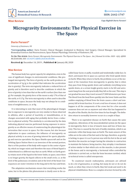 Microgravity Environments: the Physical Exercise in the Space