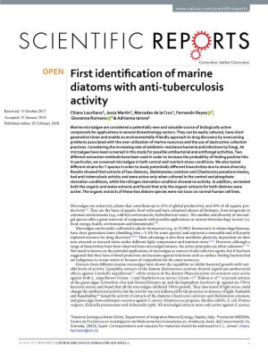 First Identification of Marine Diatoms with Anti-Tuberculosis Activity