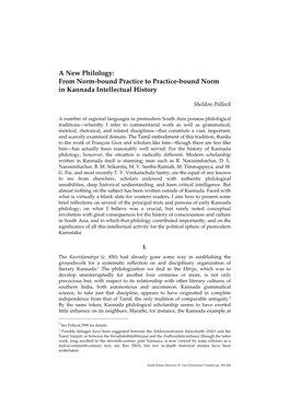 A New Philology: from Norm-Bound Practice to Practice-Bound Norm in Kannada Intellectual History