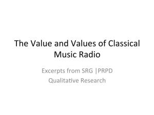 The Value and Values of Classical Music Radio