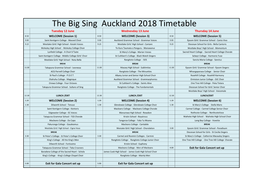 The Big Sing Auckland 2018 Timetable