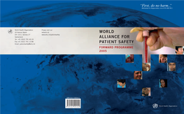 World Alliance for Patient Safety Forward Programme
