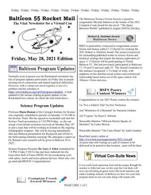 Friday, May 28, 2021 Edition Technical Writings That Inspire the Human Exploration of Space