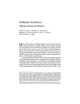 Indiana Archives African American History