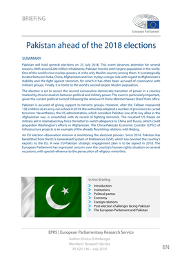 Pakistan Ahead of the 2018 Elections