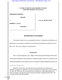 Case 6:08-Cv-01067-EFM Document 65 Filed 08/07/09 Page 1 of 9