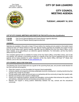 City of San Leandro City Council Meeting Agenda