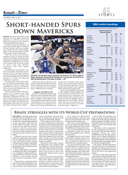 Short-Handed Spurs Down Mavericks