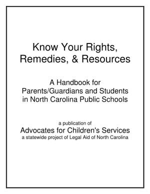 Handbook for Parents/Guardians and Students in North Carolina Public Schools