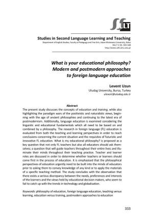 Modern and Postmodern Approaches to Foreign Language Education