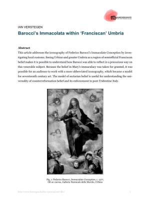 Barocci's Immacolata Within 'Franciscan' Umbria
