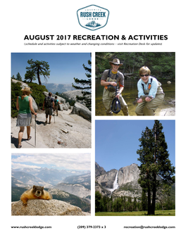 August 2017 Recreation & Activities