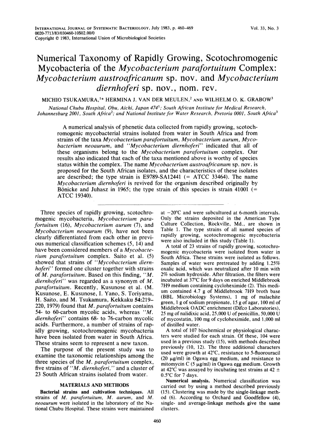 Mycobacterium Austroafricanum Sp