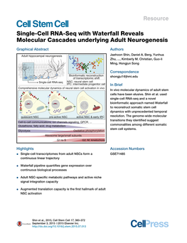 Single-Cell RNA-Seq with Waterfall Reveals Molecular Cascades Underlying Adult Neurogenesis