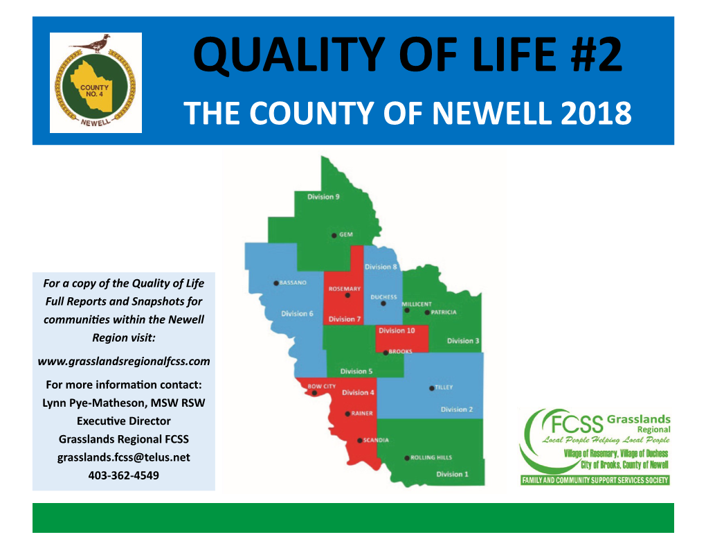 County of Newell 2018 Quality of Life Snapshot
