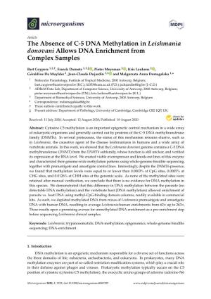The Absence of C-5 DNA Methylation in Leishmania Donovani Allows DNA Enrichment from Complex Samples