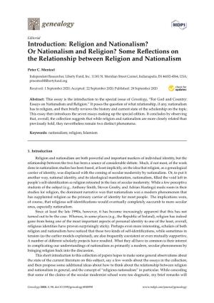 Or Nationalism and Religion? Some Reﬂections on the Relationship Between Religion and Nationalism