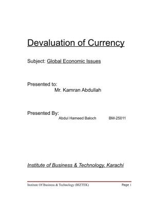 Devaluation of Currency