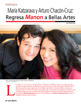 María Katzarava Y Arturo Chacón-Cruz: Regresa Manon a Bellas Artes
