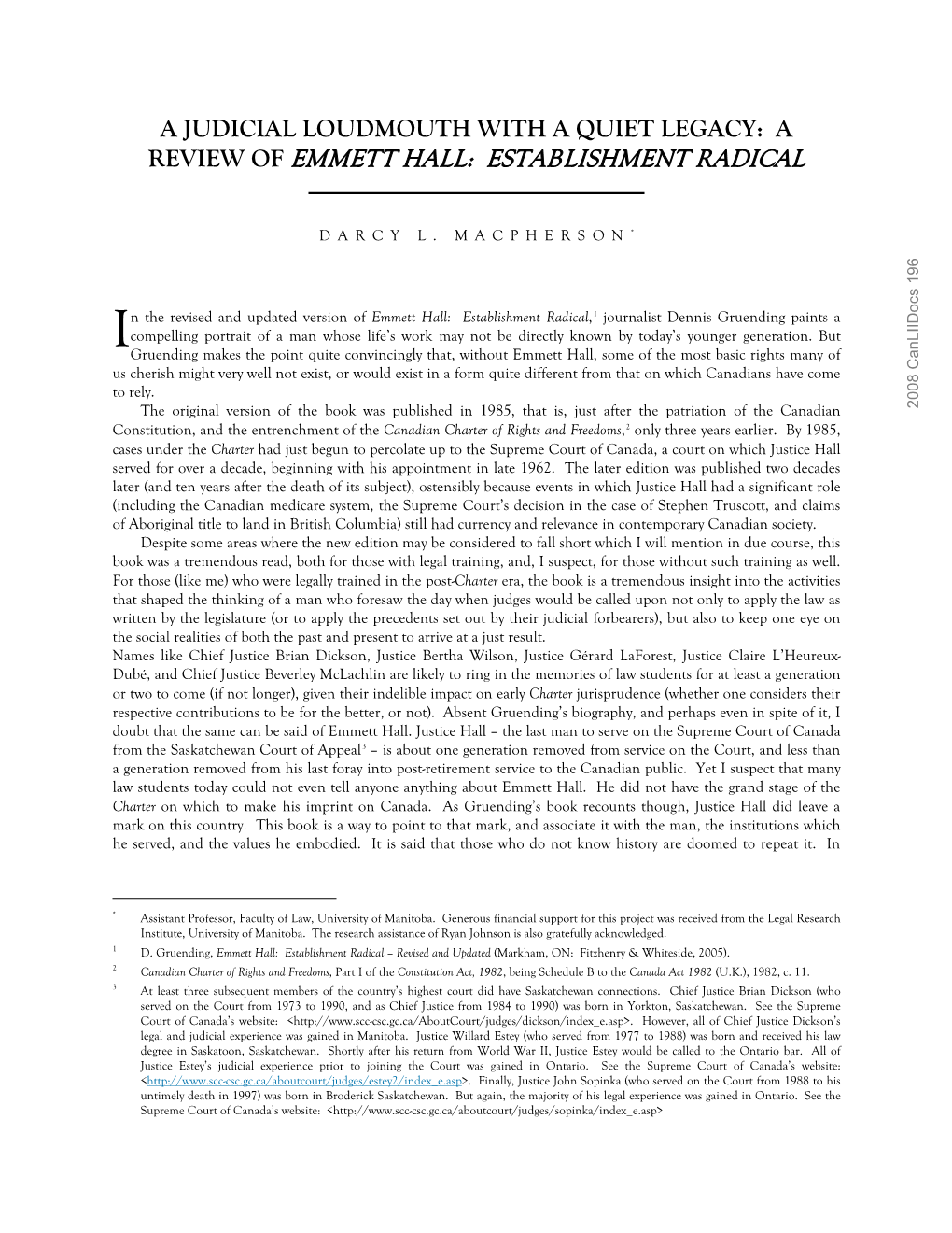 Review of Emmett Hall: Establishment Radical