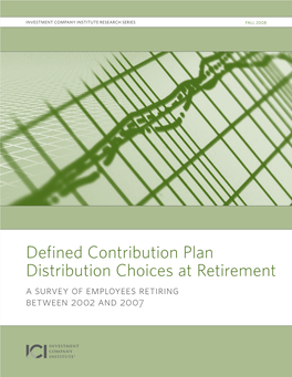 Defined Contribution Plan Distribution Choices at Retirement (Pdf)