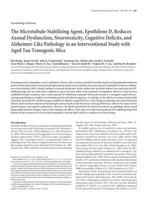 The Microtubule-Stabilizing Agent, Epothilone D, Reduces Axonal