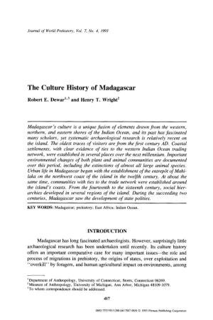 The Culture History of Madagascar
