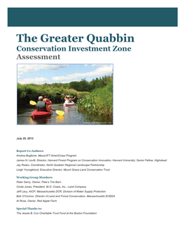 The Greater Quabbin Conservation Investment Zone Assessment   