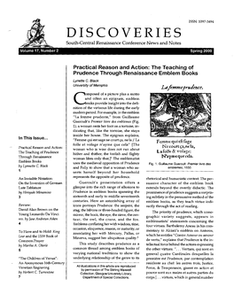DISCOVERIES South-Central Renaissance Conference News and Notes Volume 17, Number 2 Spring 2000
