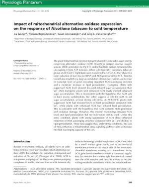 Impact of Mitochondrial Alternative Oxidase Expression on The