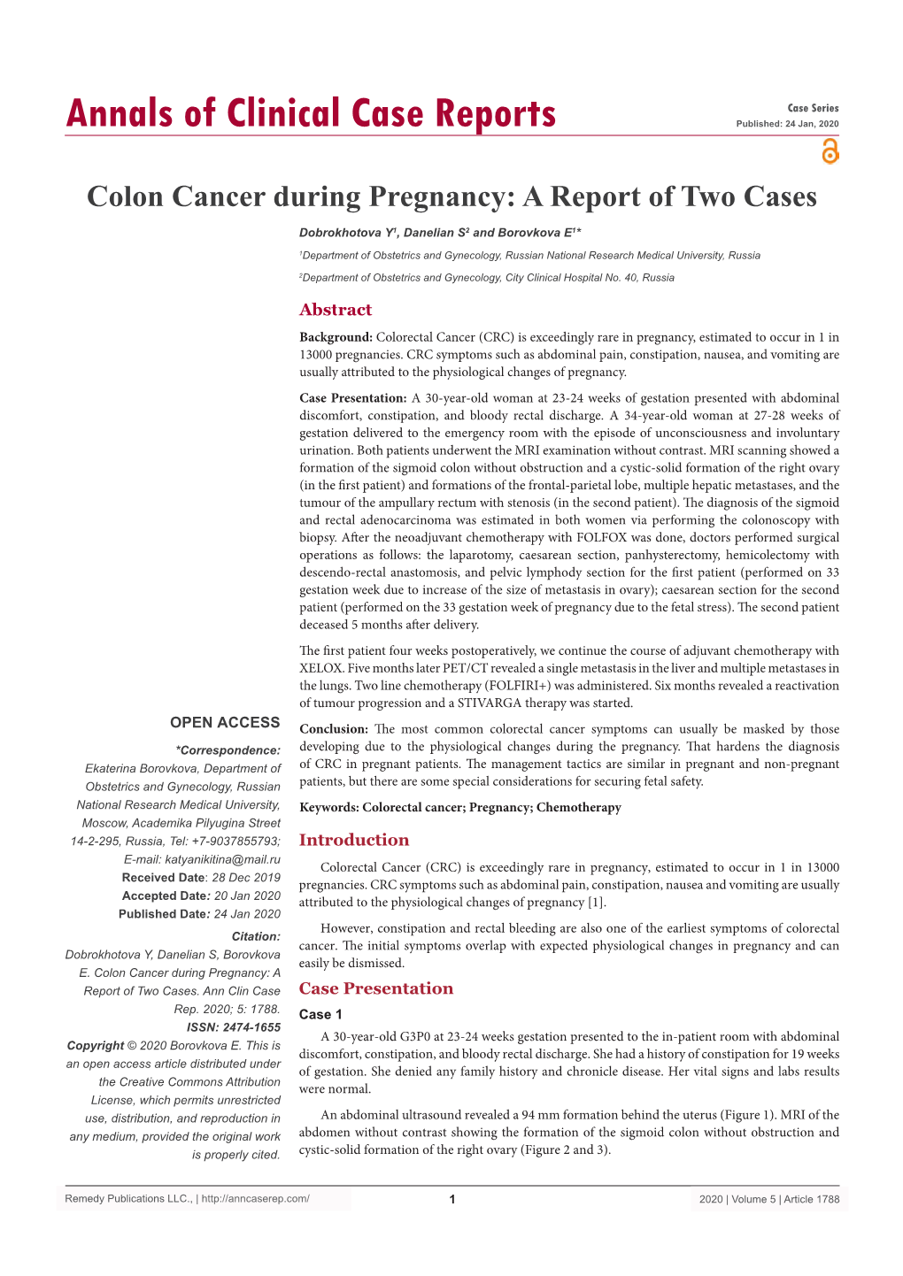 Colon Cancer During Pregnancy: a Report of Two Cases