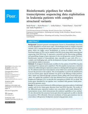 Bioinformatic Pipelines for Whole Transcriptome Sequencing Data Exploitation in Leukemia Patients with Complex Structural Variants