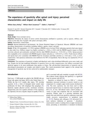 The Experience of Spasticity After Spinal Cord Injury: Perceived Characteristics and Impact on Daily Life