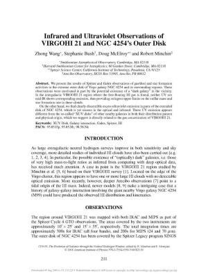 Infrared and Ultraviolet Observations of VIRGOHI 21 and NGC 4254'S Outer Disk Zhong Wang*, Stephanie Bush^ Doug Mcelroy** and Robert Minchin*