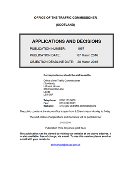 APPLICATIONS and DECISIONS 07 March 2016
